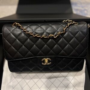 SOLD  !! Chanel Caviar leather Gold hardware